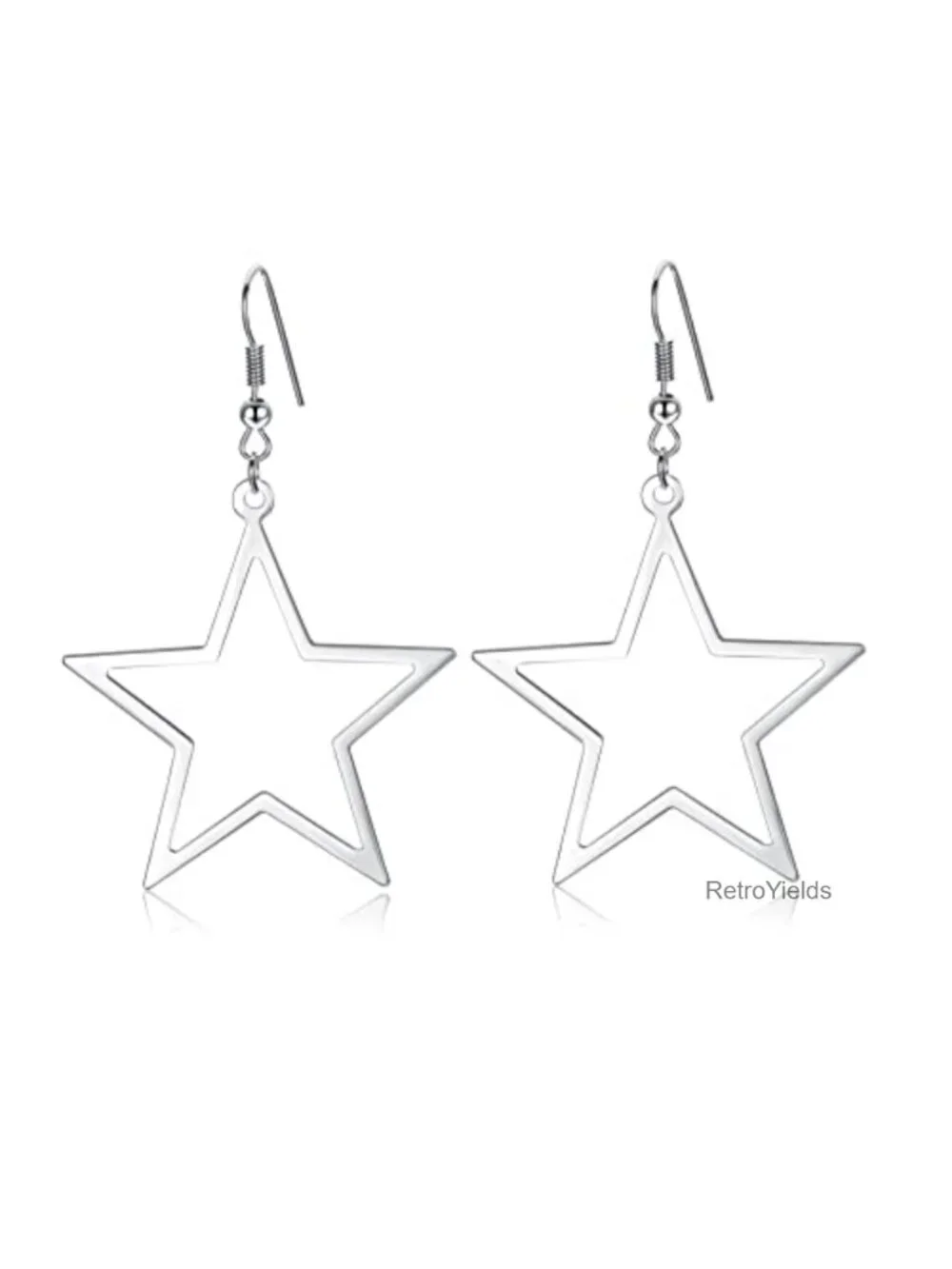 Star Dangle Earrings for Women, Hollow Star Drop Earrings, 925 Silver Posts,